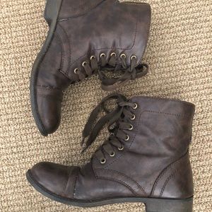 Brown lace up boots